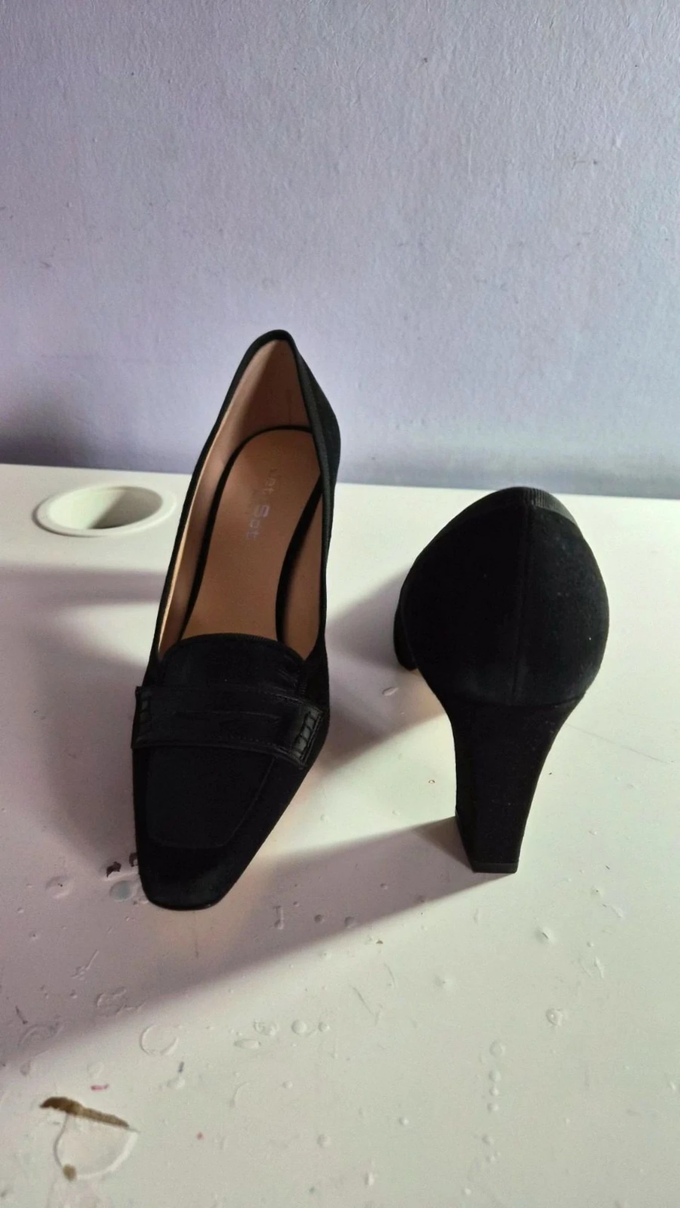 Scarpins / Sapatos de salto feminino preto couro e camurça Jet set tamanho 37 – photo 2